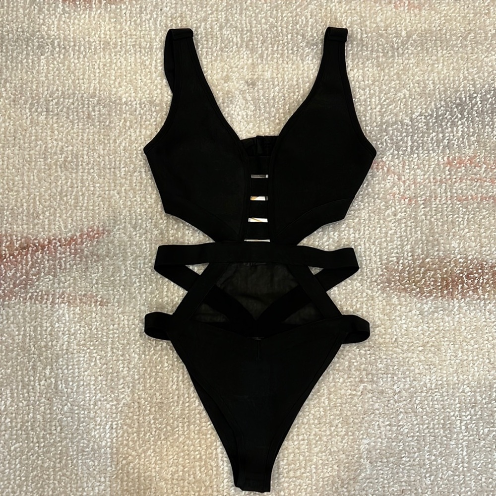 New with Tag Wow Couture Black Swimsuit/body suit Size Small